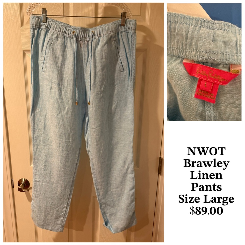 Lilly Pulitzer Light Blue Linen Joggers for women